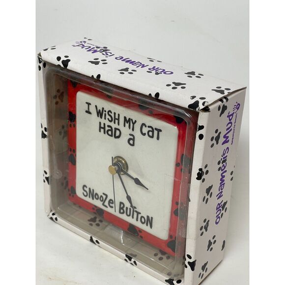 New "I WISH MY CAT HAD A SNOOZE BUTTON" NEW CLOCK Boxed by Our Name is Mud ~Cats - Picture 2 of 6